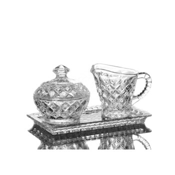 Набір для чаю цукорниця і молочник на підносі кришталеві, Diamond, Bohemia, 235