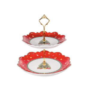 Двуярусное блюдо фарфоровое Christmas Delight 21,5 см и 26,5 см 985-211