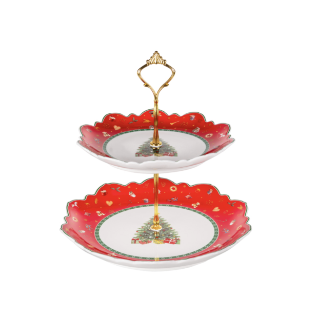 Двуярусное блюдо фарфоровое Christmas Delight 21,5 см и 26,5 см 985-211