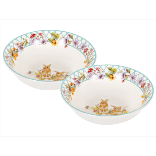Салатники порцелянові набір з 2х штук, 16x5,5 см, Funny Bunny, Lefard, 985-178