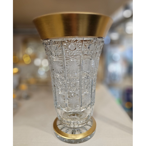 Ваза хрустальная 30,5 cm ручная работа с золотом 24К, Sonne Crystal, PK100