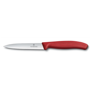 Кухонный нож Victorinox Swiss Classic волнистое лезвие 10 см с красной ручкой 67731 Швейцария