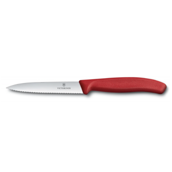 Кухонний ніж Victorinox Swiss Classic хвилясте лезо 10 см із червоною ручкою 67731 Швейцарія
