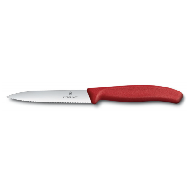 Кухонний ніж Victorinox Swiss Classic хвилясте лезо 10 см із червоною ручкою 67731 Швейцарія