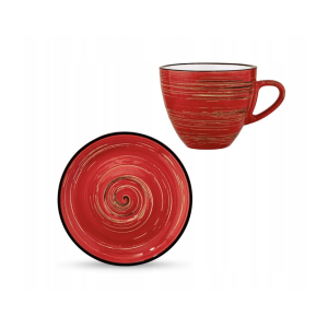 Чайний набір 190 мл на 6 персон (6 чашок + 6 блюдець), Wilmax Spiral Red, WL-669235