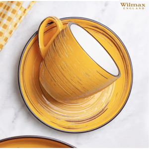 Чайний набір 190 мл на 6 персон (6 чашок + 6 блюдець), Wilmax Spiral Yellow, WL-669435