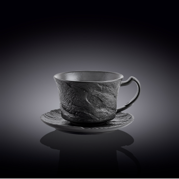 Набор чашек с блюдцами для чая 250 мл (12 шт.), Wilmax Slatestone Black, WL-661152