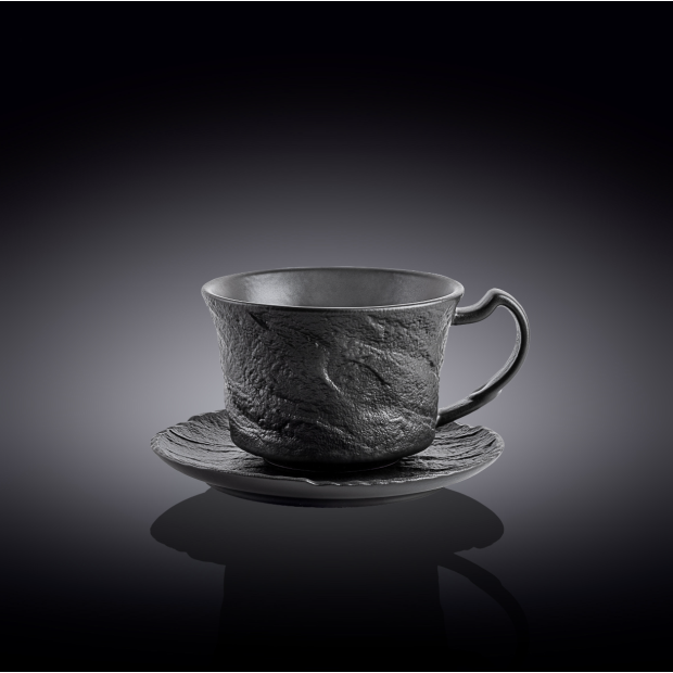 Набор чашек с блюдцами для чая 250 мл (12 шт.), Wilmax Slatestone Black, WL-661152